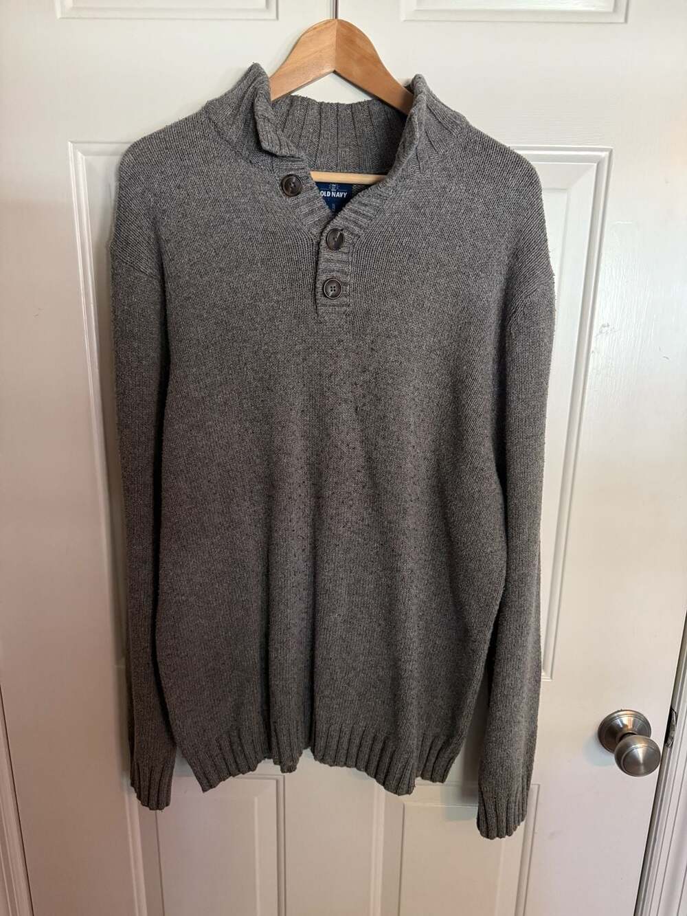 Old Navy Gray Mock Neck 3-Button Pullover Sweater XL